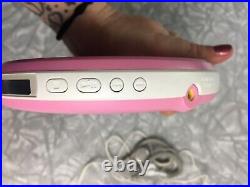 Sony D-EJ011 CD Walkman Portable Discman Player Pink Tested WORKS + Orig Earbuds