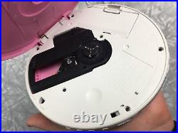 Sony D-EJ011 CD Walkman Portable Discman Player Pink Tested WORKS + Orig Earbuds
