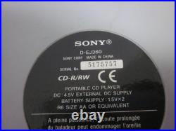 Sony D-EJ360 Portable CD Player Used Tested Compact Black