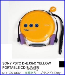 Sony D-EJ360 Walkman Portable CD Player Audio Yellow Stereo Operation Confirmed