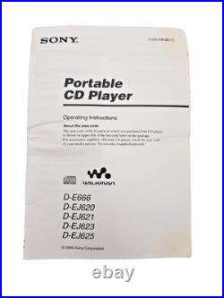 Sony D-EJ620 CD Walkman Discman Stereo Portable Compact Disc Player Silver Vtg