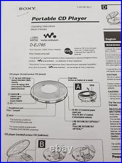 Sony D-EJ785 CD Walkman Discman Personal Stereo Music Audio Compact Disc Player
