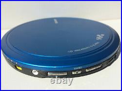 Sony D-EJ955 CD Walkman Portable CD Player Discman Blue Metal Flap working