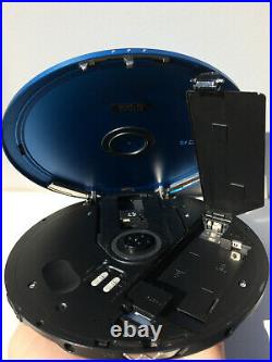 Sony D-EJ955 CD Walkman Portable CD Player Discman Blue Metal Flap working
