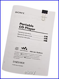 Sony D-NE518CK CD Walkman Discman MP3 Stereo Portable Compact Disc Player Silver