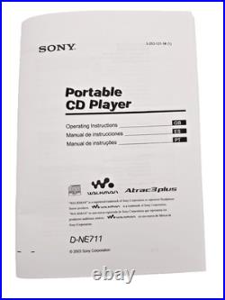 Sony D-NE711 CD ATRAC MP3 Walkman Discman Personal Stereo Compact Disc Player