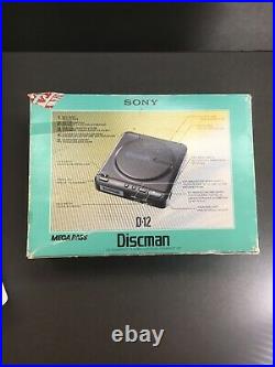 Sony Discman D-12 Portable Cd Player With Box And Strap/Cable Untested