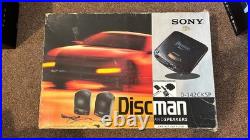 Sony Discman D-142ck Car Kit With Speakers CD Disc Player Rare Vintage Retro