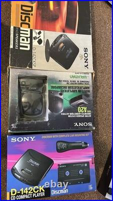 Sony Discman D-142ck Car Kit With Speakers CD Disc Player Rare Vintage Retro