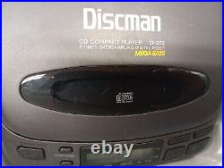 Sony Discman D-202 In Box with Earphones/ Power Cables CD Compact Disc Player