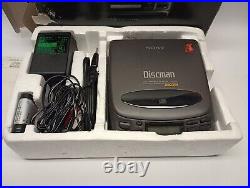 Sony Discman D-202 In Box with Earphones/ Power Cables CD Compact Disc Player