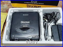 Sony Discman D-33 CD Compact Player WithHEADSET WORKING CONDITION Original Box