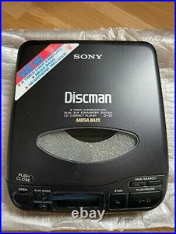 Sony Discman D-33 CD Personal Disc Player with Original Box, Adapter & Headphones