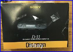 Sony Discman D-33 CD Personal Disc Player with Original Box, Manuals MEGA BASS