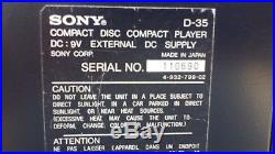 Sony Discman D-35 CD player Read