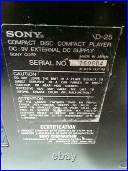 Sony Discman D-88 CD Player + Sony D25 CD player Rare AS IS FOR PARTS OR REPAIR
