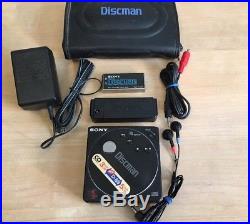 Sony Discman D-88 CD Player Vintage Rare Battery Case Charger Headphones Tested