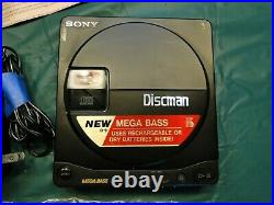 Sony Discman D-9 Vintage CD Player Japan AS IS Parts Only w OEM Case, AC an More