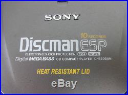 Sony Discman D-E300AN Personal CD Player Digital Mega Bass Line Out AVLS System