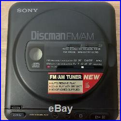 Sony Discman D-T2 Portable CD Player FM/AM Radio Tested Working Rare 1989