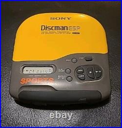 Sony Discman ESP CD Player SPORTS Yellow D-421SP Tested Works Excellent