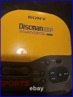 Sony Discman ESP CD Player SPORTS Yellow D-421SP Tested Works Excellent