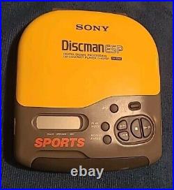 Sony Discman ESP CD Player SPORTS Yellow D-421SP Tested Works Excellent