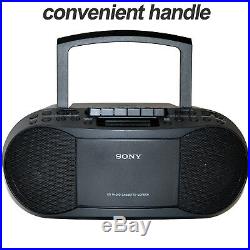 Sony Portable CD Radio Cassette Player Boombox + Sony Headphones + Aux Cable