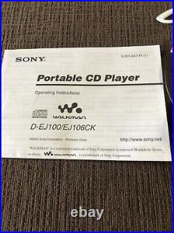 Sony Psyc Flare White Walkman Portable CD Player + Remote + Headphones (D-EJ100)