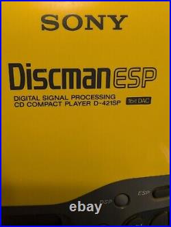 Sony Sports Discman CD Player ESP Yellow & Gray (D-421SP) No Headphones