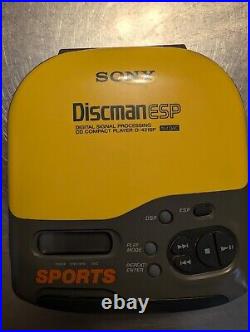 Sony Sports Discman CD Player ESP Yellow & Gray (D-421SP) No Headphones