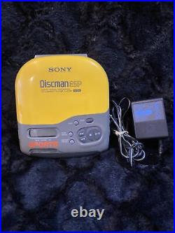 Sony Sports Discman CD Player ESP YellowithGray D-421SP With Original Power Cord
