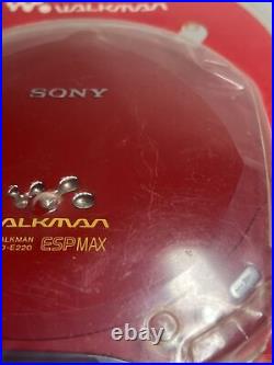 Sony Walkman CD Player D-E220 Model Retro Ruby Red Color W Max ESP Bass