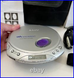 Sony Walkman D-E350 ESP MAX Portable Silver/Purple CD Disc Player +Case Works