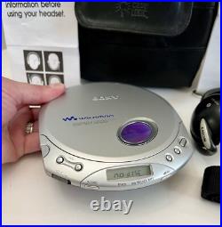 Sony Walkman D-E350 ESP MAX Portable Silver/Purple CD Disc Player +Case Works