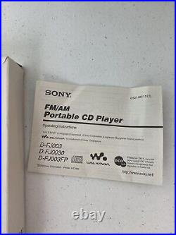 Sony Walkman D-FJ003FP RARE & Complete with Box Clear Federal Prison CD Player