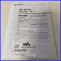 Sony Walkman Portable Player D-Ej775 Instruction Manual Included