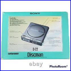 VTG Rare 80s Sony Discman D-22 Mega Bass Made in Japan CD Player MINT with box