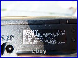 Very Rare Sony D-20 Discman with Original AC-930A AC Adapter VGC, Tested Working