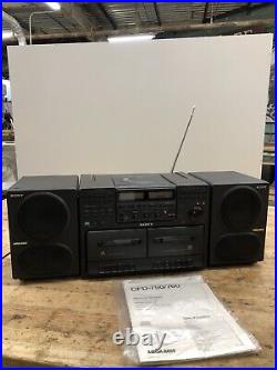 Vintage 1990 SONY Mega Bass CD Radio Cassette Corder CFD-750 Boom Box Tested