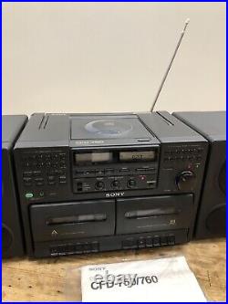 Vintage 1990 SONY Mega Bass CD Radio Cassette Corder CFD-750 Boom Box Tested