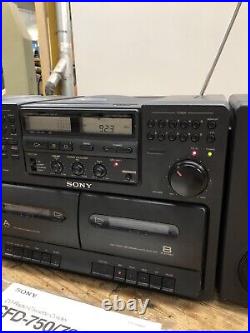 Vintage 1990 SONY Mega Bass CD Radio Cassette Corder CFD-750 Boom Box Tested