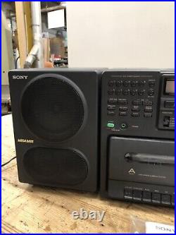 Vintage 1990 SONY Mega Bass CD Radio Cassette Corder CFD-750 Boom Box Tested