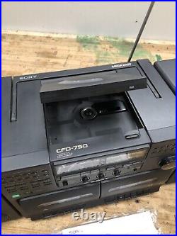 Vintage 1990 SONY Mega Bass CD Radio Cassette Corder CFD-750 Boom Box Tested