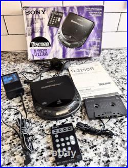 Vintage 1993 Sony D-225CR Discman CD Compact Player With Box Tested & Works