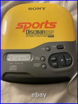 Vintage 1996 Sony Sports Discman CD Player ESP YellowithGray (D-451SP)