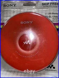 Vintage NOS Sony Walkman D-EJ001 Orange Portable CD Player Skip Free