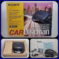 Vintage SONY Car Discman Mega Bass D-835K Complete Set TESTED WORKING CLEAN