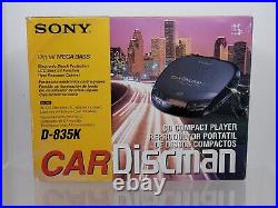 Vintage SONY Car Discman Mega Bass D-835K Complete Set TESTED WORKING CLEAN