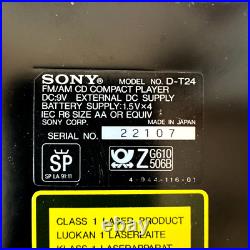 Vintage SONY D-T24 Discman FM/AM Radio & Personal Compact CD Player 1992 Japan